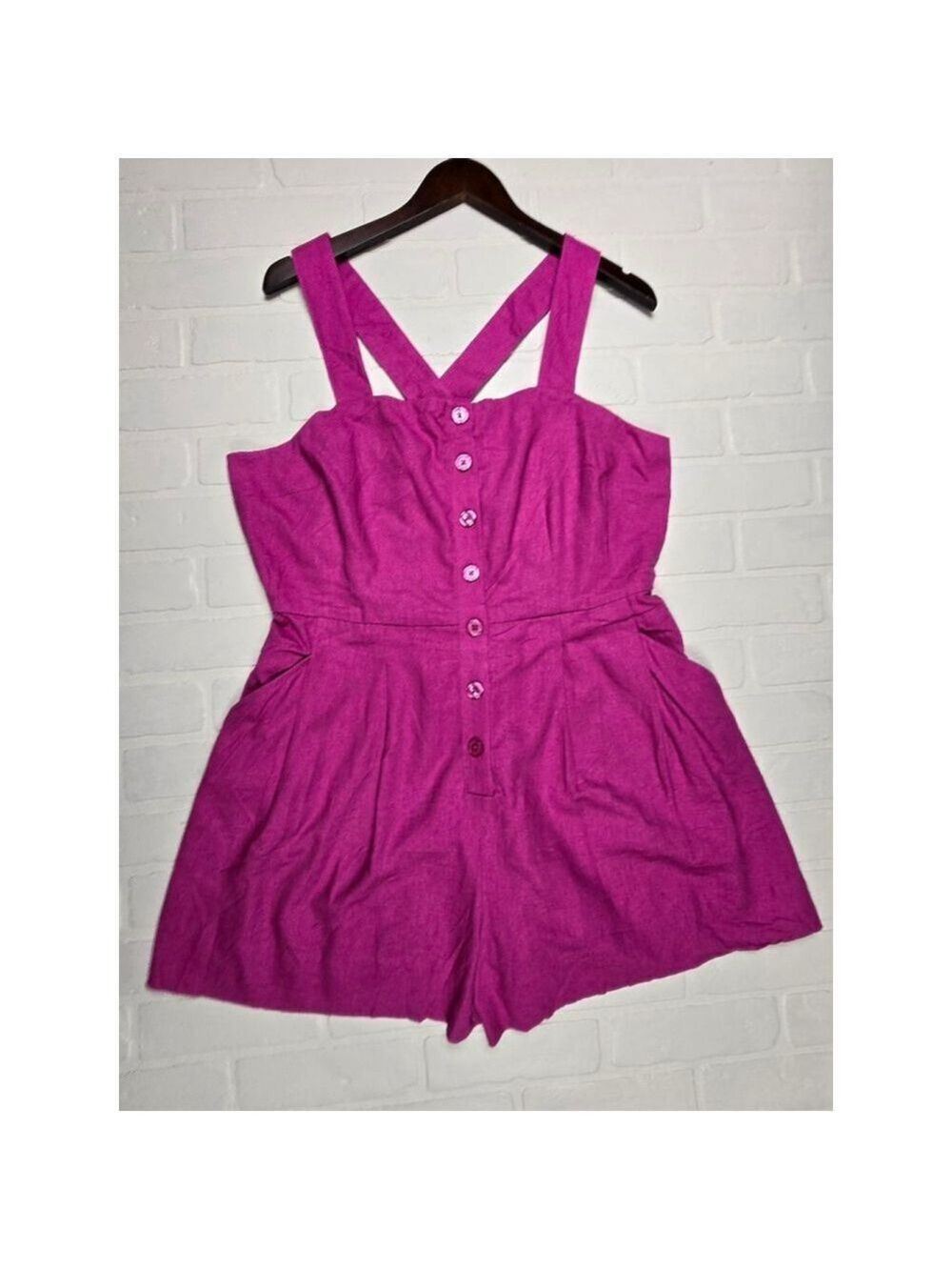 A new day Pink Sleeveless Crossback Romper XL